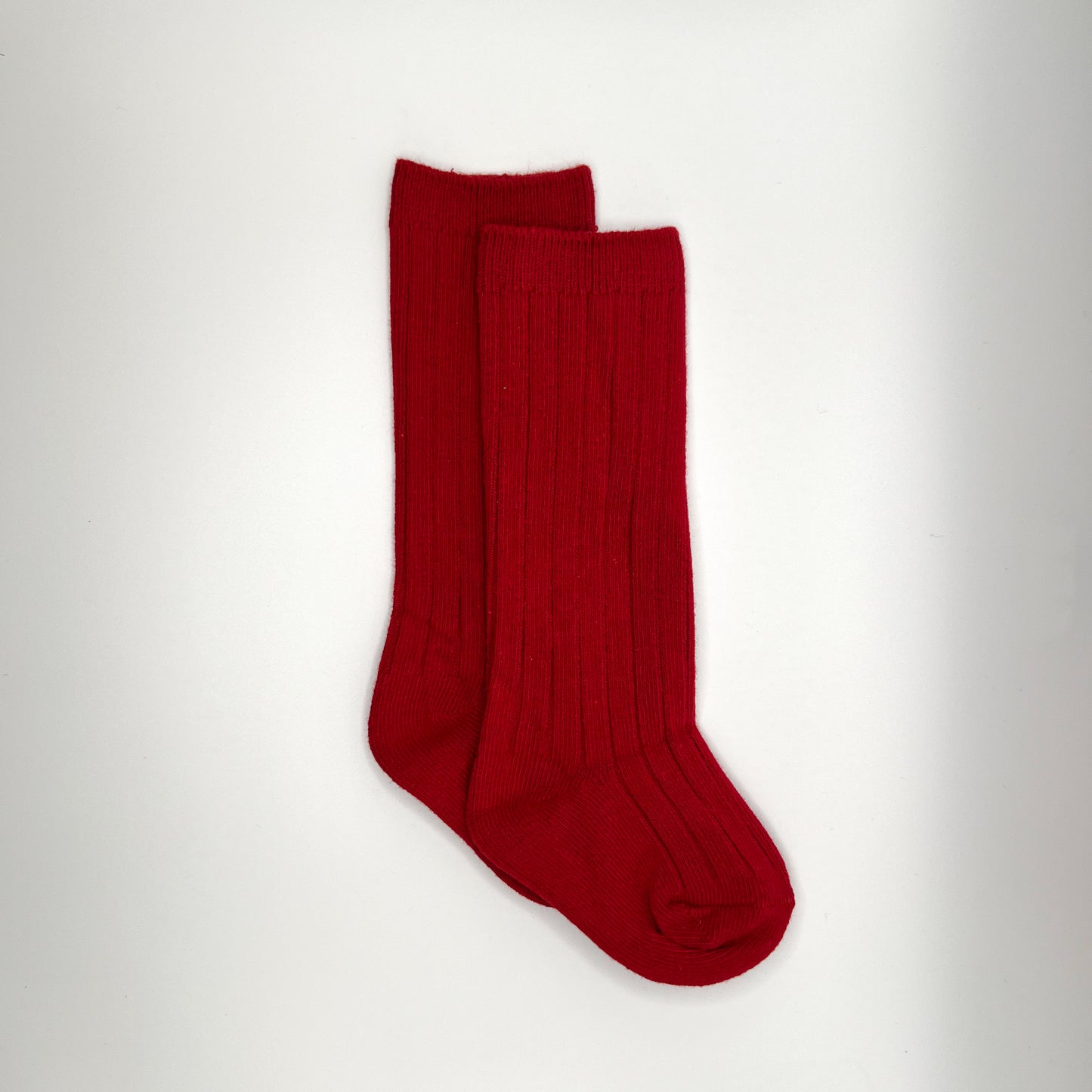 Classic Ribbed Knee Socks (Red)