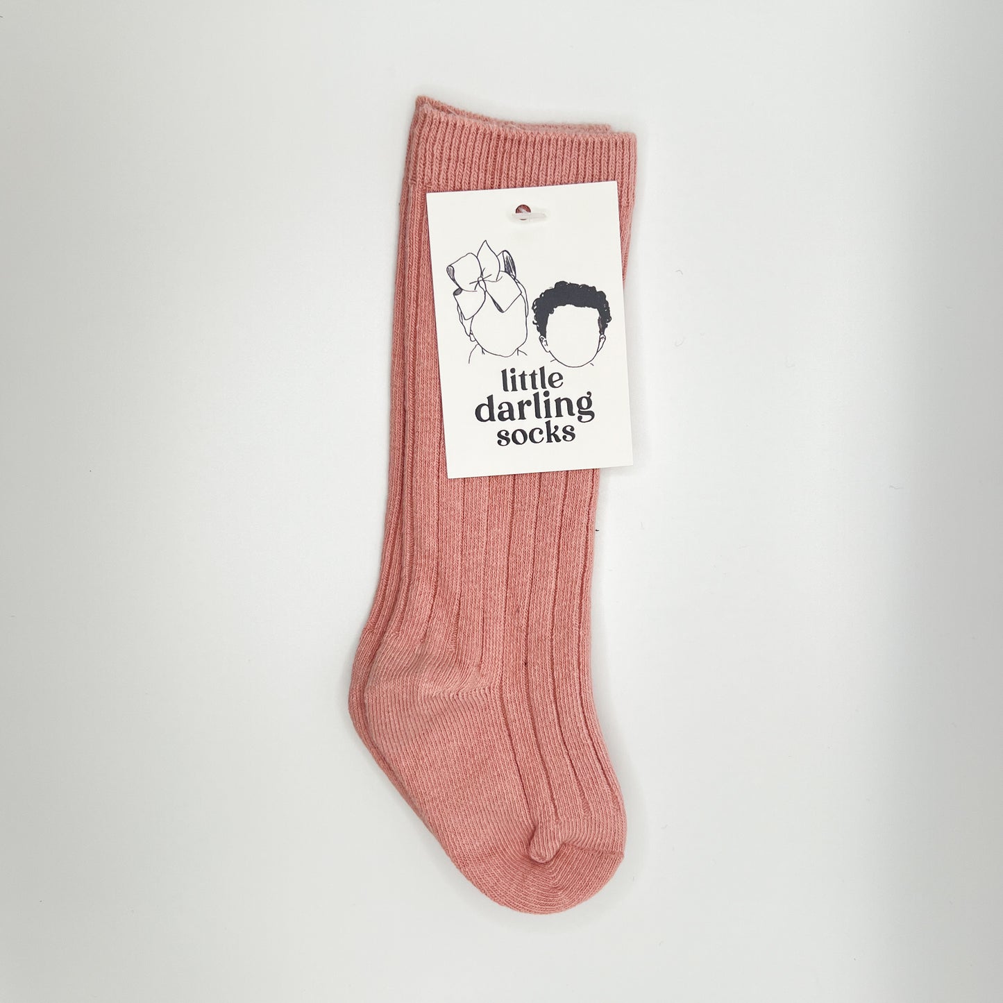 Classic Ribbed Knee Socks (Dusty Rose)