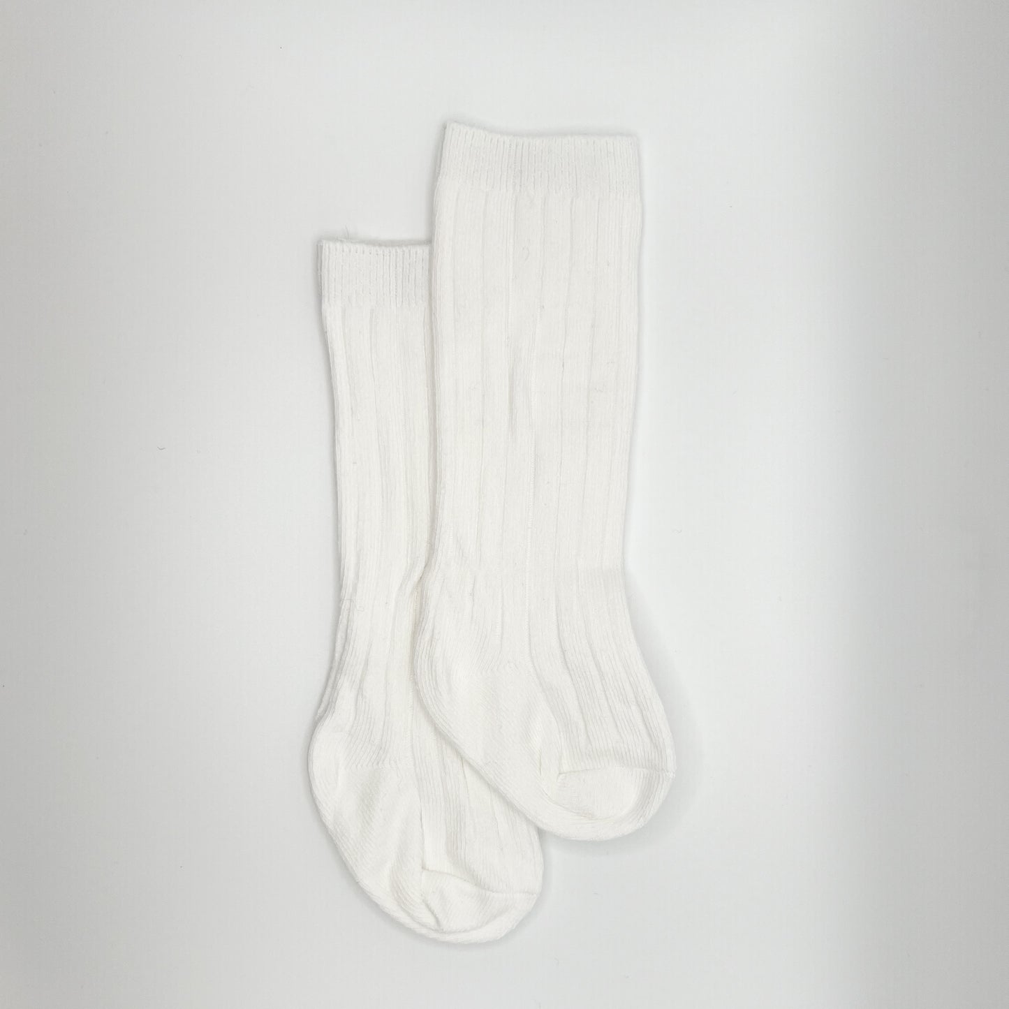 Classic Ribbed Knee Socks (White)