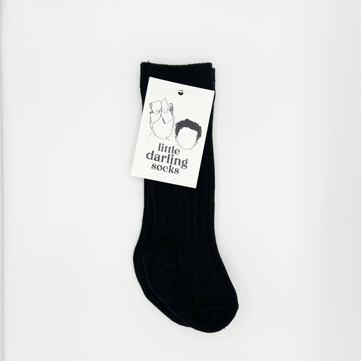 Classic Ribbed Knee Socks (Black)