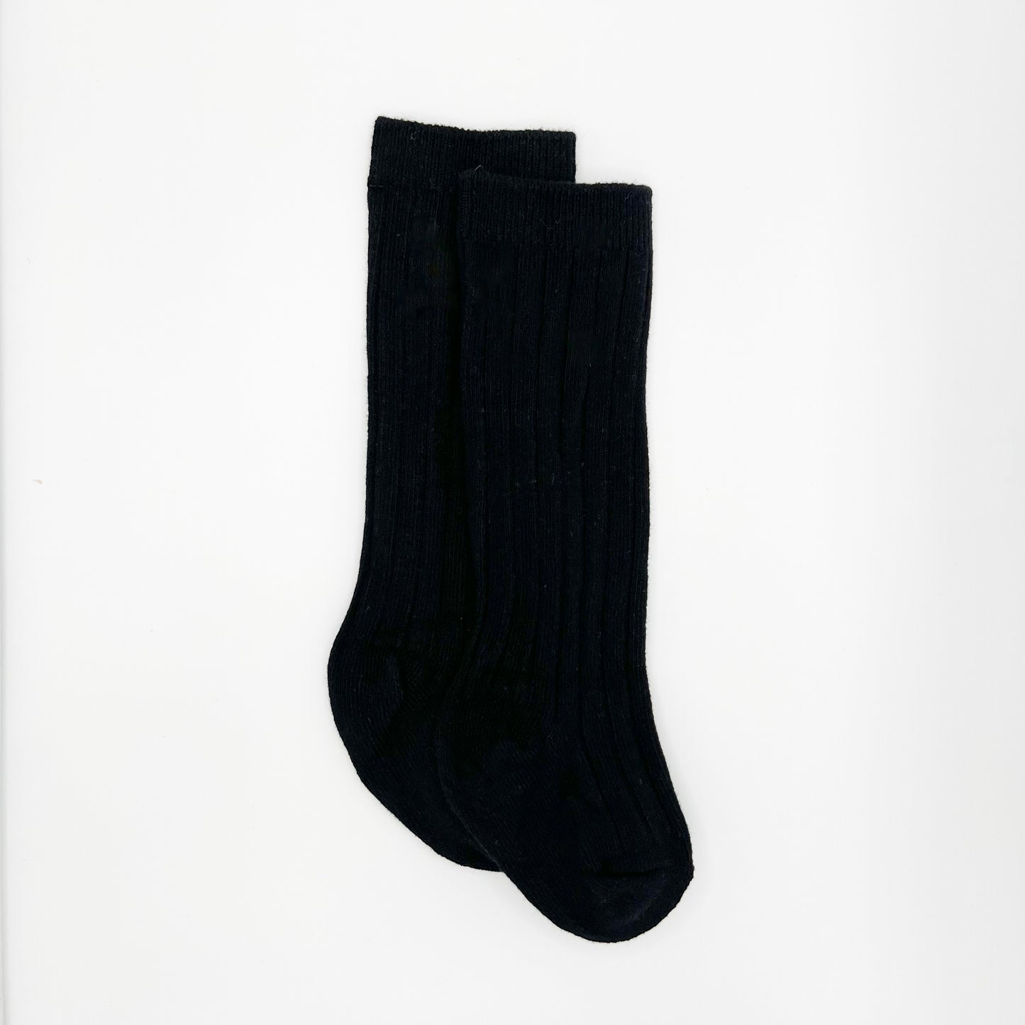 Classic Ribbed Knee Socks (Black)